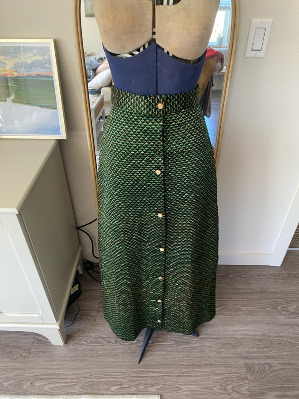 Vintage 1960s Quilted Maxi Skirt